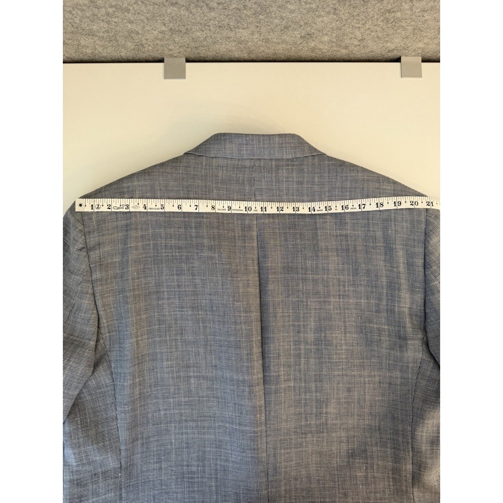 Jos A Bank 46L Blazer Linen Wool Blue Mini Plaid Checked Sport Coat Suit Jacket - Picture 10 of 10